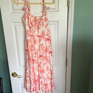 Torrid 0 12 Orange shoulder tie White Maxi NWOT